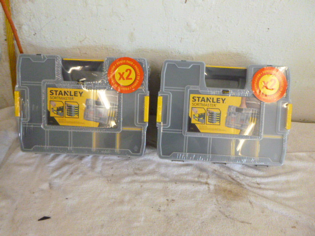 lot 62 image: 2 Packs of 2 Stanley Sortmaster Toolboxes