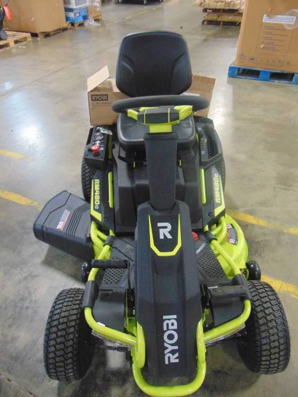 lot 3 image: Ryobi RM480e Electric Riding Lawn Mower - Runs Slow.