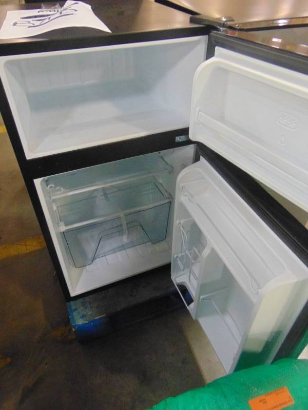 lot 108 image: Galanz 3.1 Cu Ft Two Door Mini Fridge with Freezer GL31S5, Stainless