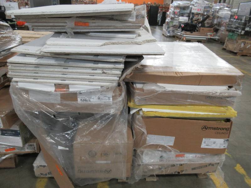 lot 301 image: Pallet of Miscellaneous 24 X 24 and 12 X 12 Ceiling Tiles