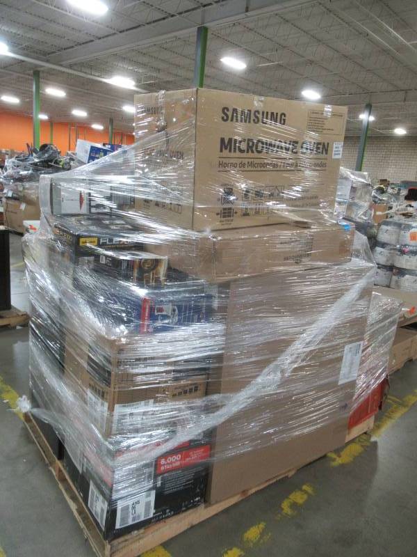 lot 355 image: WHOLESALE MIXED PALLET OF RETURNS - AIR CONDITIONERS, GRILL, TOOLS, SMALL APPLIANCES AND MORE