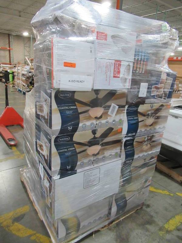 lot 358 image: WHOLESALE MIXED PALLET OF RETURNS - CEILING FANS AND LIGHTING