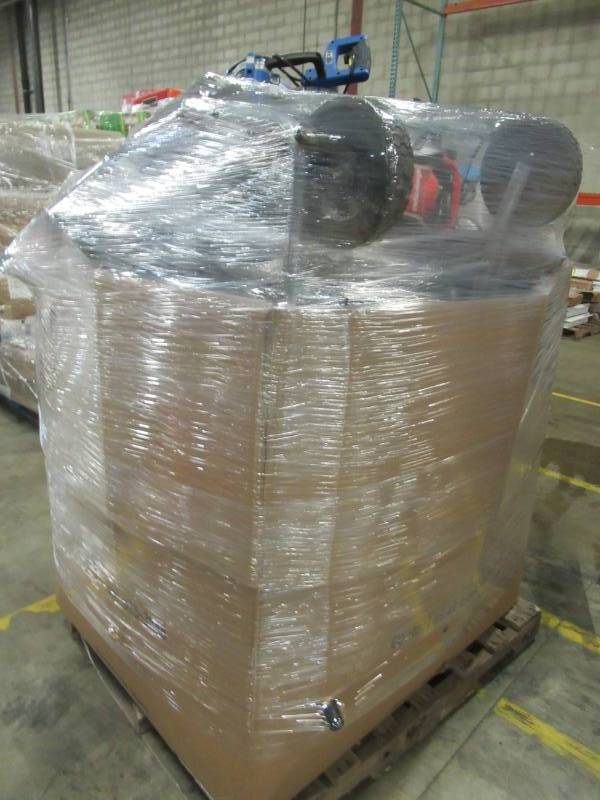 lot 365 image: WHOLESALE MIXED PALLET OF RETURNS - SAWS, COMPRESSORS, OUTDOOR POWER TOOLS AND MORE