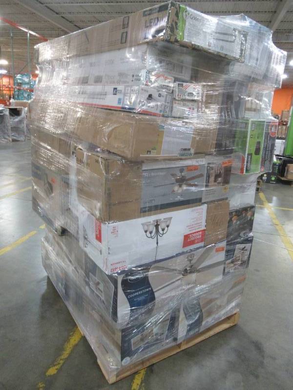 lot 387 image: WHOLESALE MIXED PALLET OF RETURNS - CEILING FANS AND LIGHTING