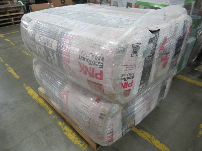 lot 395 image: Pallet of Owens Corning EcoTouch R-30 Fiberglass Batt Insulation with Sound Barrier (16 W x 48 L) ME24 - 8 Bundles, 11 BattsBundle.