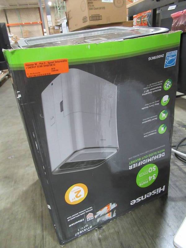 lot 415 image: Hisense 50-Pint 2-Speed Dehumidifier ENERGY STAR DH5019K1G - In Nice Working Condition.