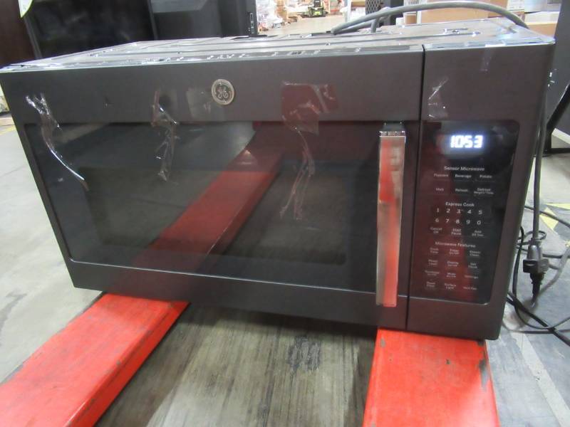 lot 416 image: GE 1.9-cu ft Over-the-Range Microwave with Sensor Cooking (Fingerprint-Resistant Black Slate) (Common 30-in Actual 29.75-in) JVM7195FLDS