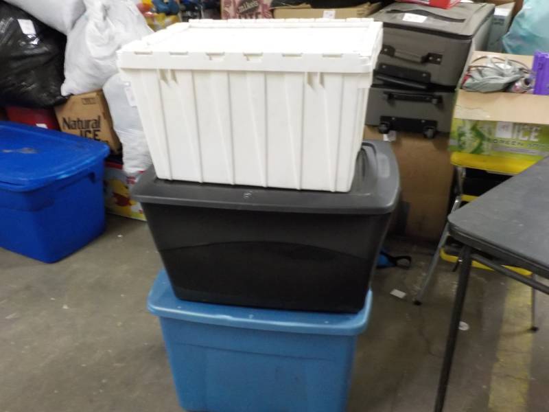 lot 12 image: 3 Storage Tubs with Covers...