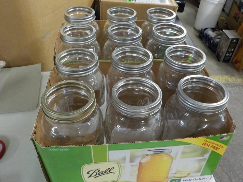 lot 163 image: 12 - 12 gallon Ball Jars...