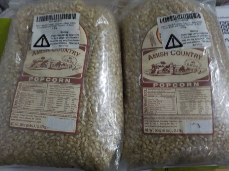 lot 250 image: 2 bags of 6 lb.  of Amish Popcorn ...