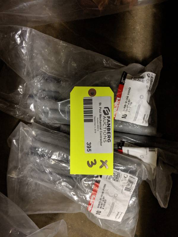 lot 395 image: Lot of (3) Hilti 10 HAS-B-105 HDG 58in. X 8in. Threaded Bolt with Washer and Nut