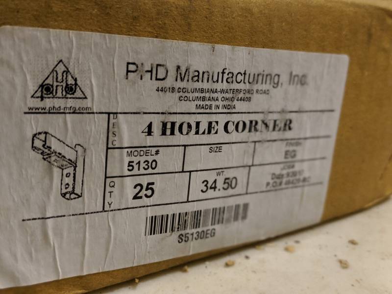 lot 390B image: PHD Manufacturing, Inc. 4-Hole Corner
