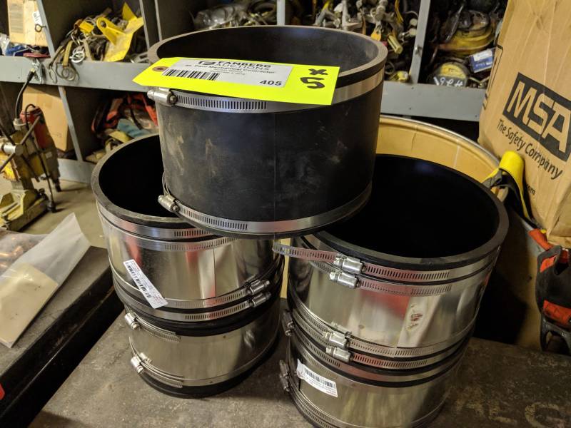 lot 405 image: Lot of (5) Rubber Coupling 8in. w Sleeve 150249