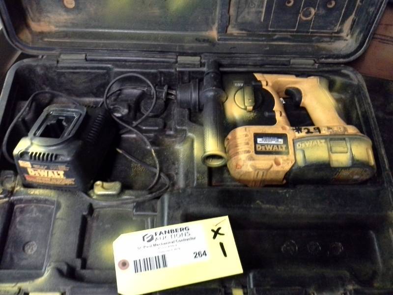 lot 264 image: DeWalt DC212 18V SDS Hammer, Battery, Charger, Case