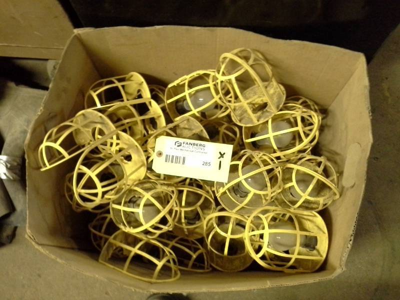 lot 285 image: Cage Light Fixtures with Incandescent Bulbs