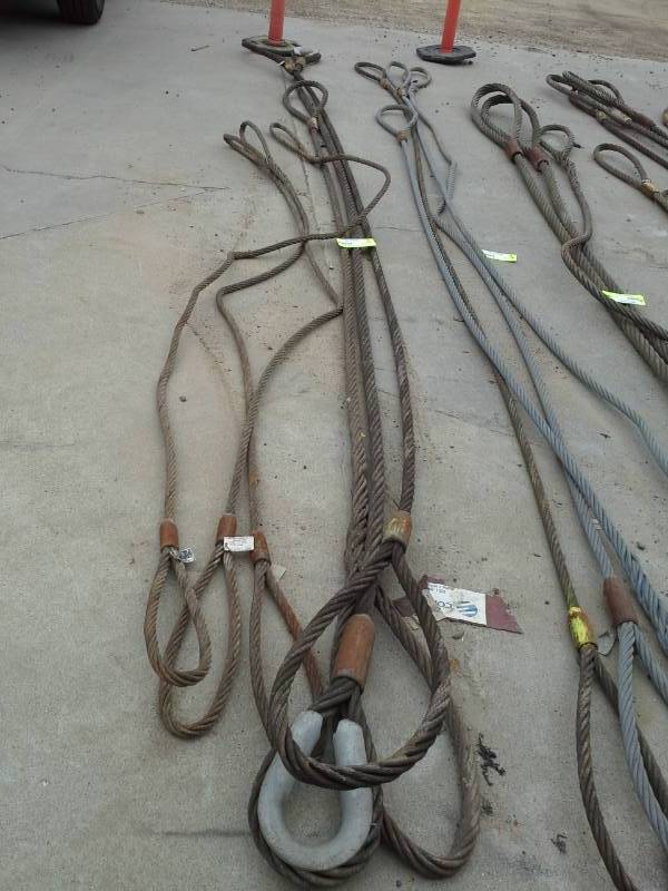 lot 124 image: Lot of (6) Olsen Chain & Cable Co. Inc., C.C. Sharrow Co. 78in., 1-14in. Steel Cable with Crimped Loop Hook