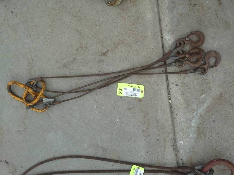 lot 132 image: Lot of (4) Total Tool Supply Inc. Steel Cable with Crimped Loop and Eye HookCable Hook