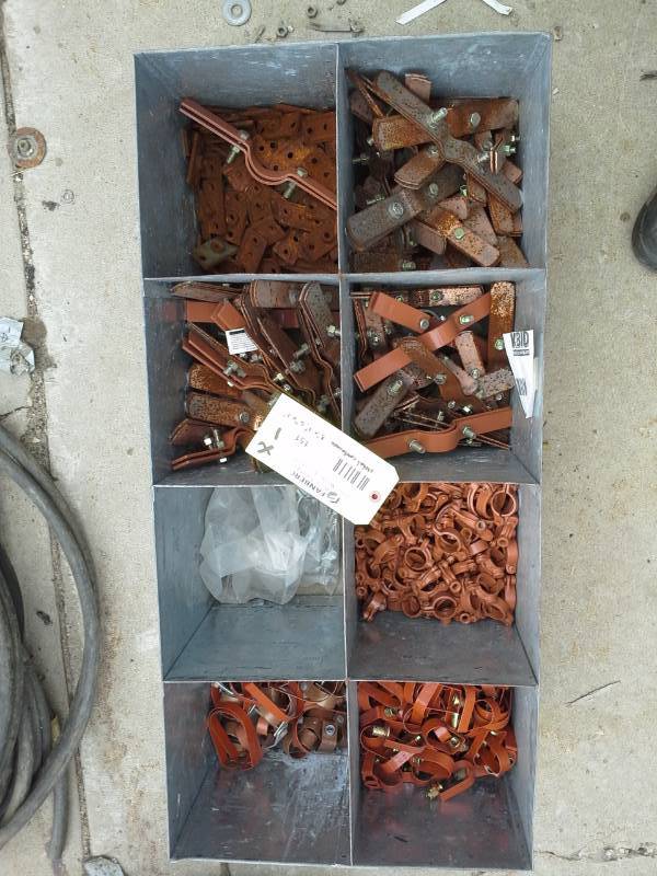 lot 151 image: 8-bin Metal Storage Container, Misc. Hardware