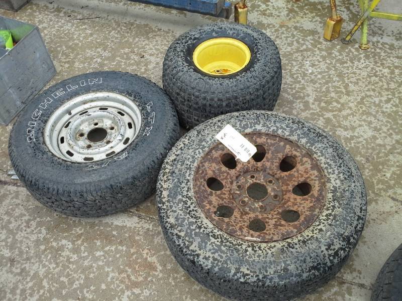 lot 237 image: Lot of (3) Michelin LTX AT Tire with 5-Lug Steel Wheel, Tire with 6-Lug Steel Wheel, AT25X12-9 Lawn Tractor Tire with Wheel