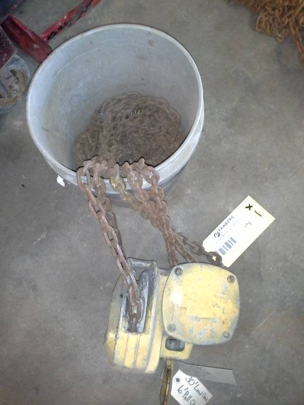 lot 178 image: Coffing 1-Ton 30ft. Load Chain Lift with 6ft. Pull Chain