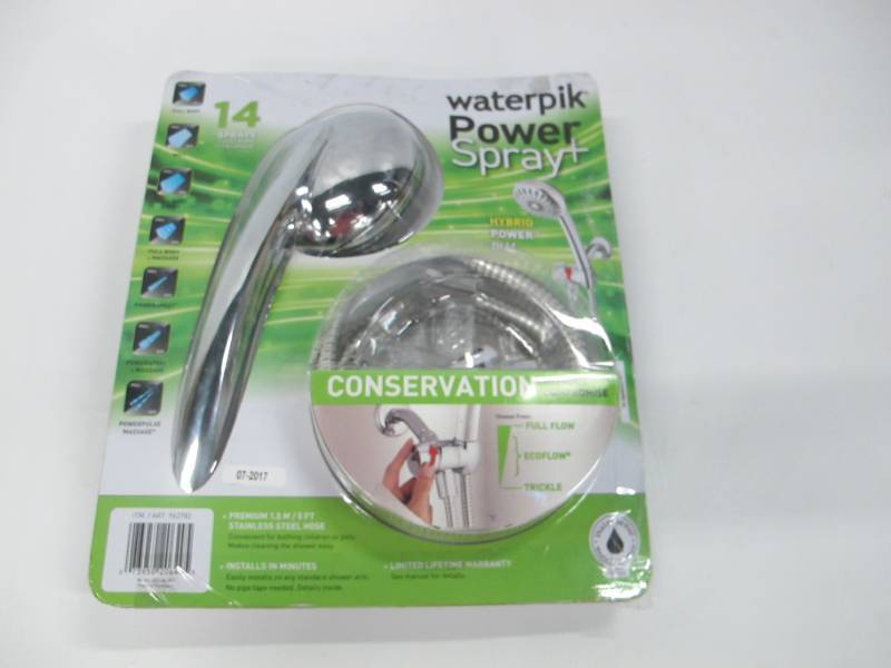 lot 10 image: Waterpik PowerSpray Massage Handheld Shower Head w 14 Spray Settings
