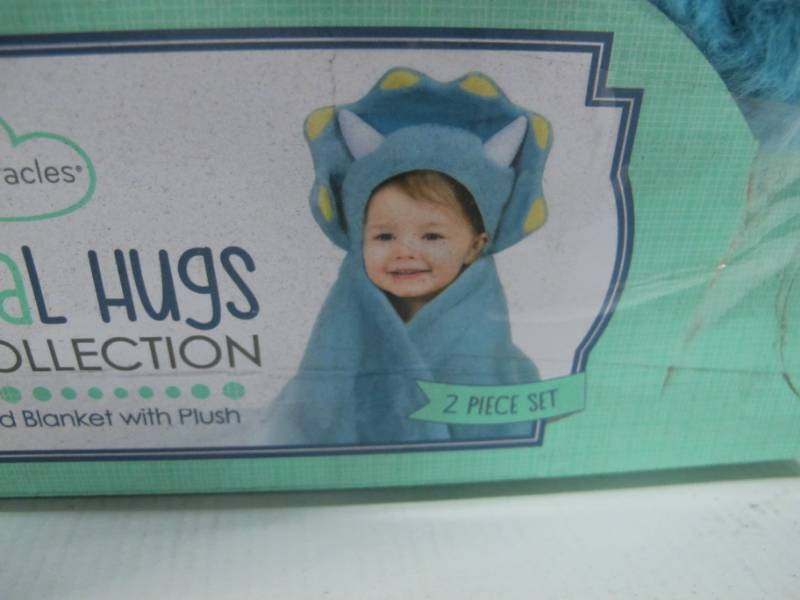 lot 24 image: Animal Hugs Hooded Blue Dinosaur Blanket with Plush