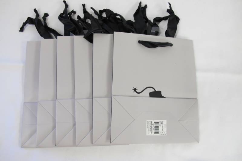 lot 104 image: 6 Pack of Gift Bags - Medium - F BOMB - SilverBlack