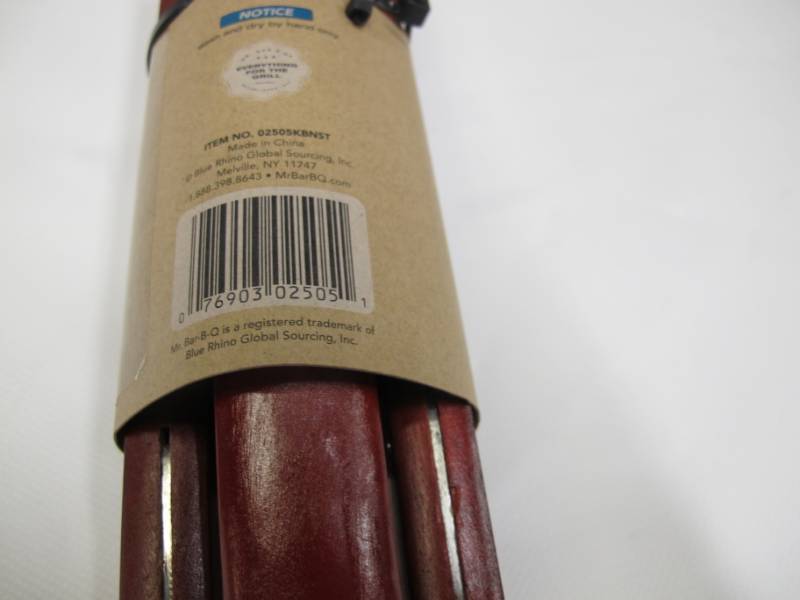 lot B14 image: Mr. BBQ 3 Piece Grilling Tool Set - Stainless Steel  Wooden Handles - NEW