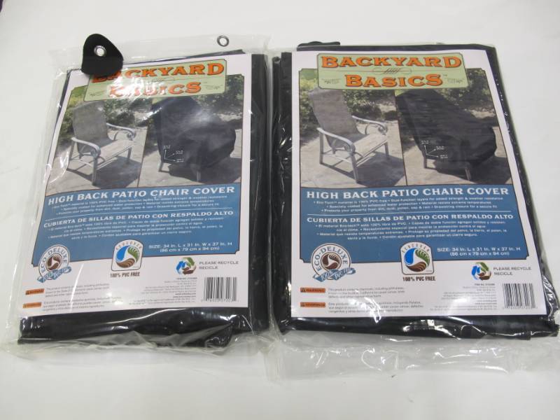 lot B19 image: Pair of Backyard Basics High Back Patio Chair Cover - NEW