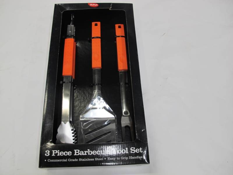 lot B38 image: Raleys Commercial Grade 3 Piece Barbecue Tool Set - NEW