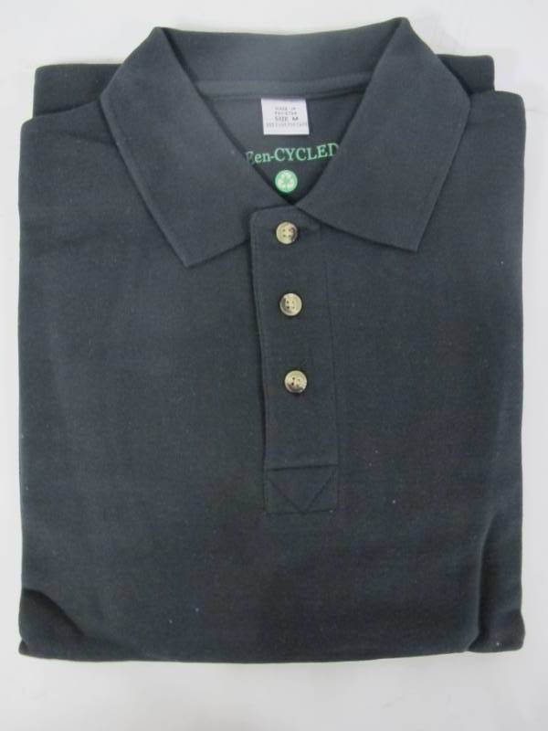lot P31 image: 5 NEW Mens Long Sleeve Polo Shirts from gREen-CYCLED brands - MEDIUM - Royal Blue  Navy Blue  Black  Hunter  Burgundy