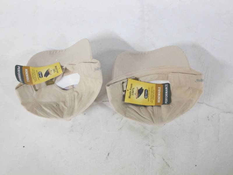 lot P40 image: Pair of NEW Ingeo 100% Corn Adjustable Baseball Caps - Tan