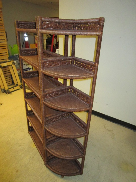 lot 108 image: WICKER DISPLAY SHELVES