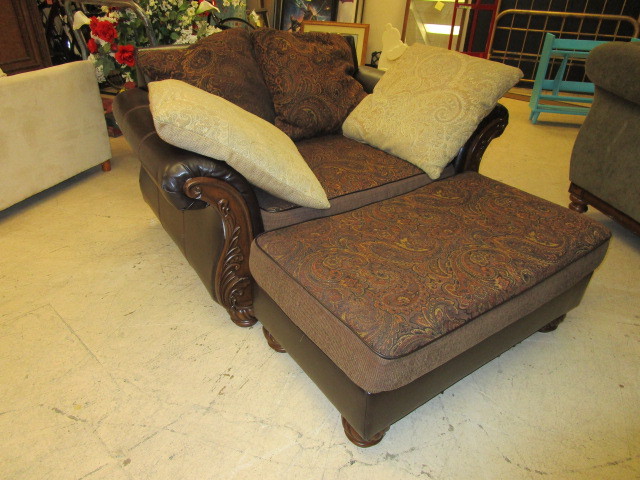 lot 126 image: ASHLEY ARMCHAIR WITH OTTOMAN