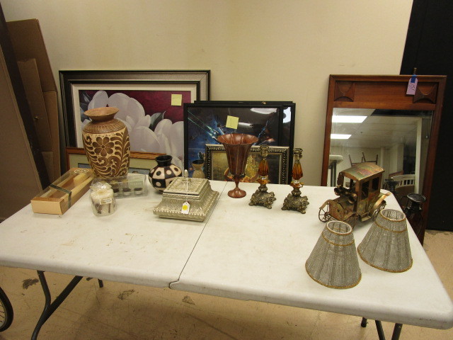 lot 155 image: VASES, BRONZE CAR, AND MORE