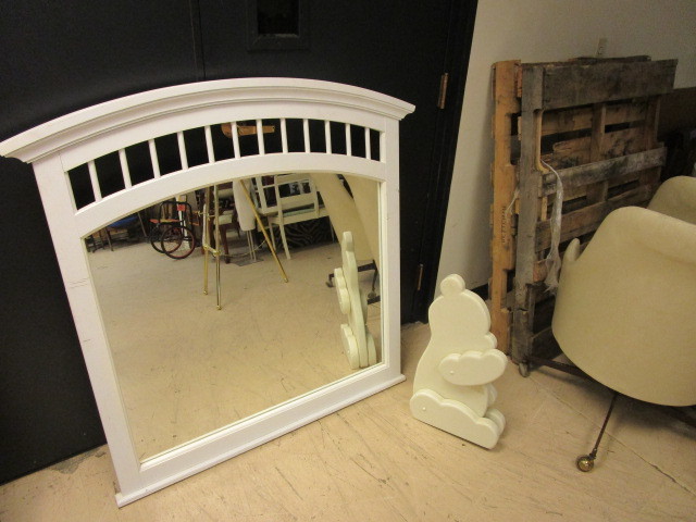 lot 157 image: LARGE WALL MIRROR AND WOOD BEAR