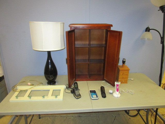 lot 187 image: LAMPS, WALL CABINET AND MORE