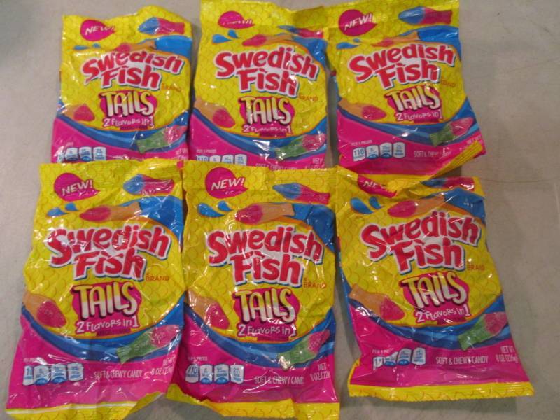 lot 68 image: 6 Bags of Swedish Fish Tails Candy ...