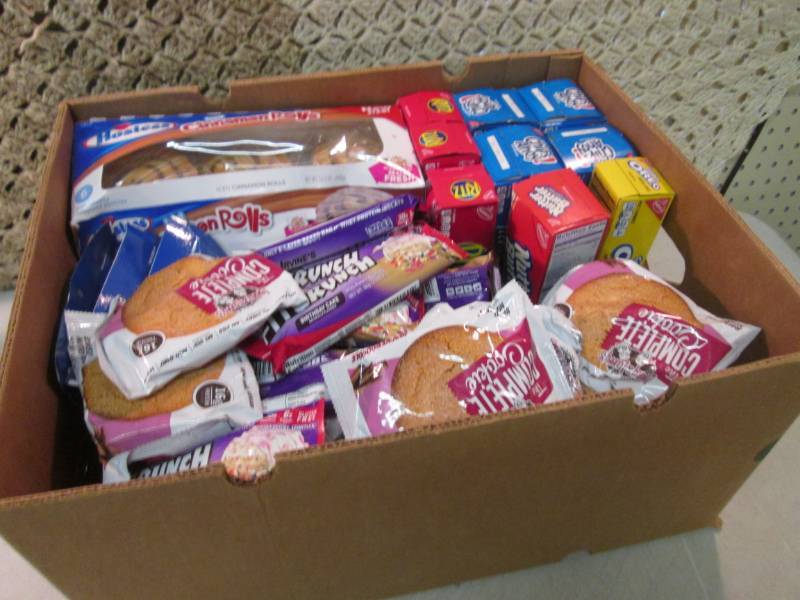 lot 77 image: Box Full of Assorted Snacks Candy E...