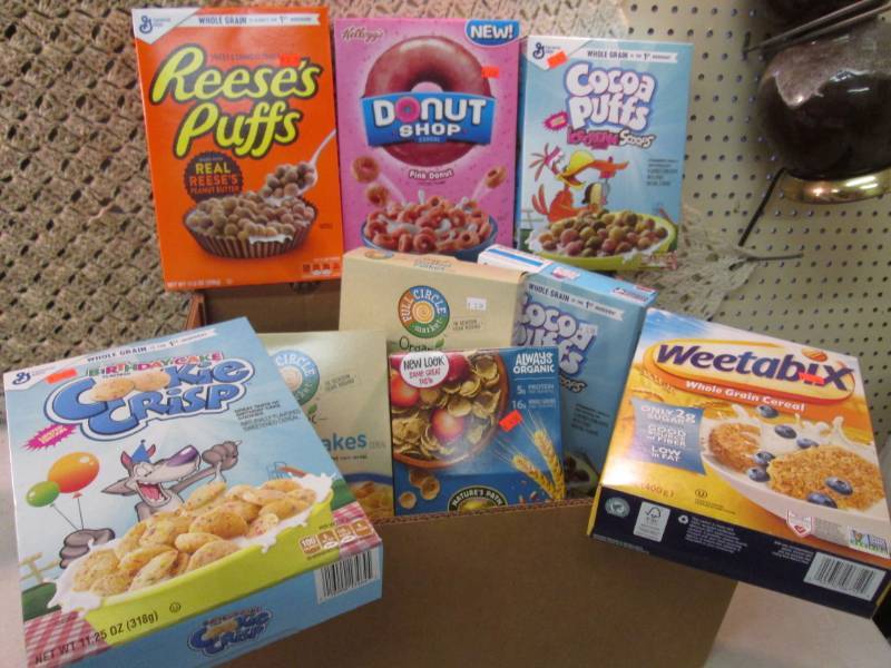 lot 165 image: 9 Assorted Boxes of Cereal  EC2...