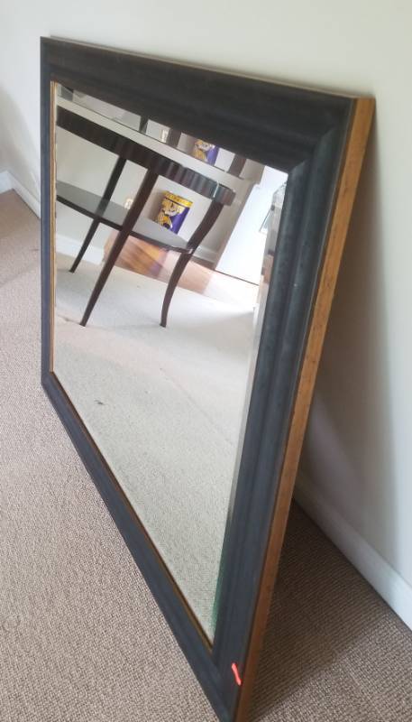 lot 8 image: Elegant Black Framed Large Wall Mirror