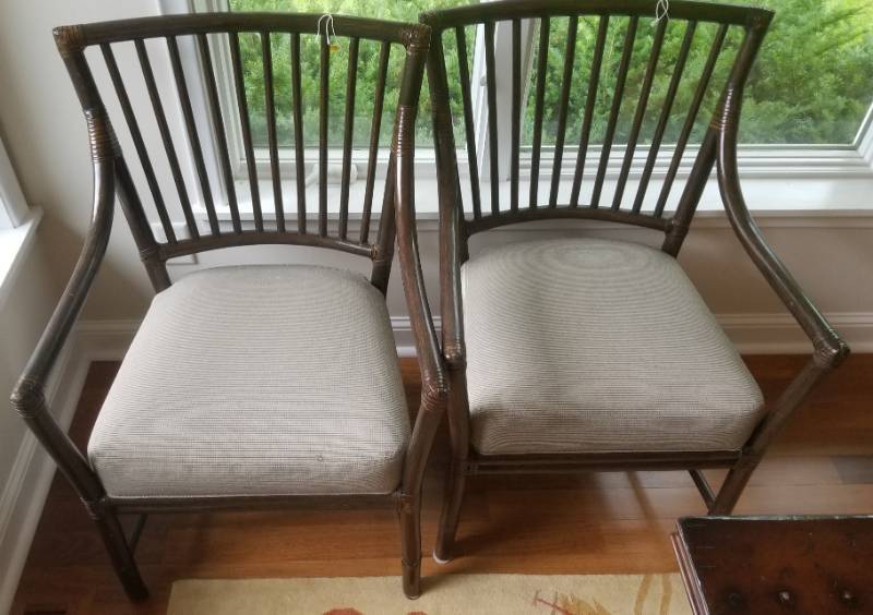 lot 9 image: McGuire Furniture Prescott Armchairs, Set of 4