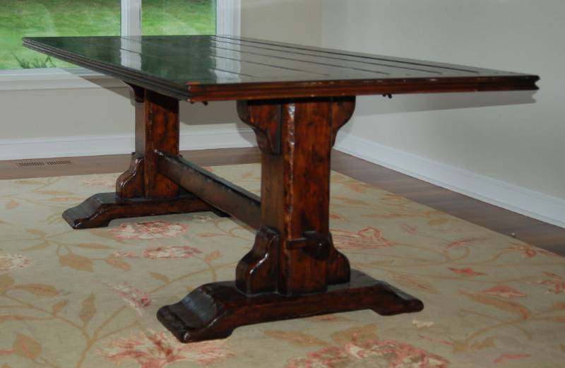 lot 1 image: Johnathan Charles Dining Room Walnut Dining Table On Heavy Base