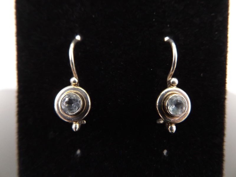lot 71 image: .925 Sterling Silver Faceted Topaz Hook Earrings