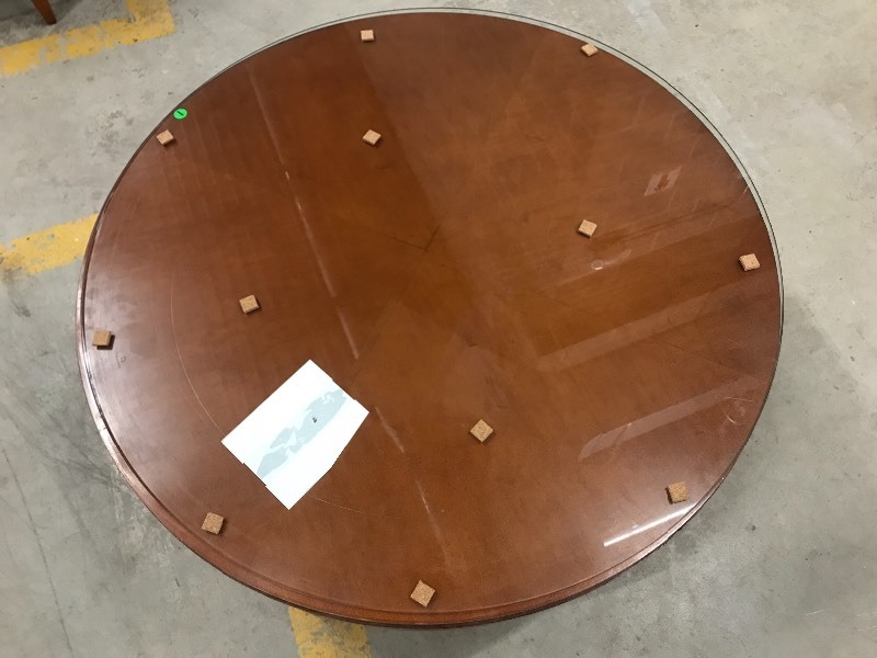 lot 25 image: Glass Top  Wood Coffee Table