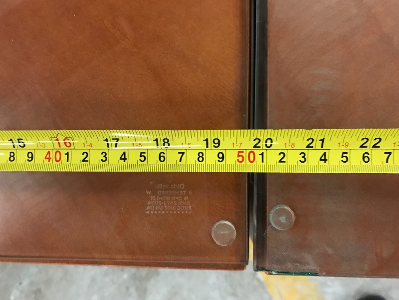 lot 23 image: (4) Glass Top  Wood End Tables
