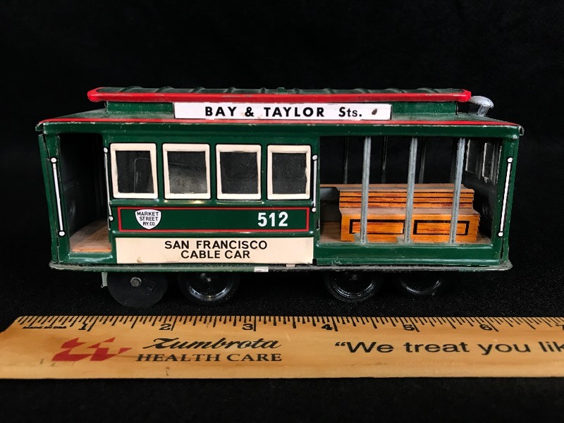 lot 23 image: Vintage San Francisco Tin Friction #512 Cable Car