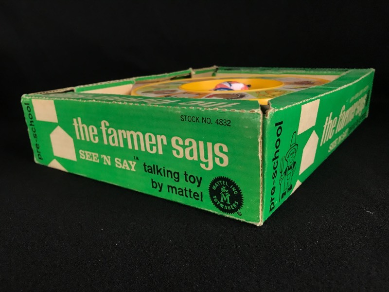 lot 78 image: Vintage 1965 Matell  See n Say  The Farmer Says Pre-School Toy IN ORIGINAL BOX