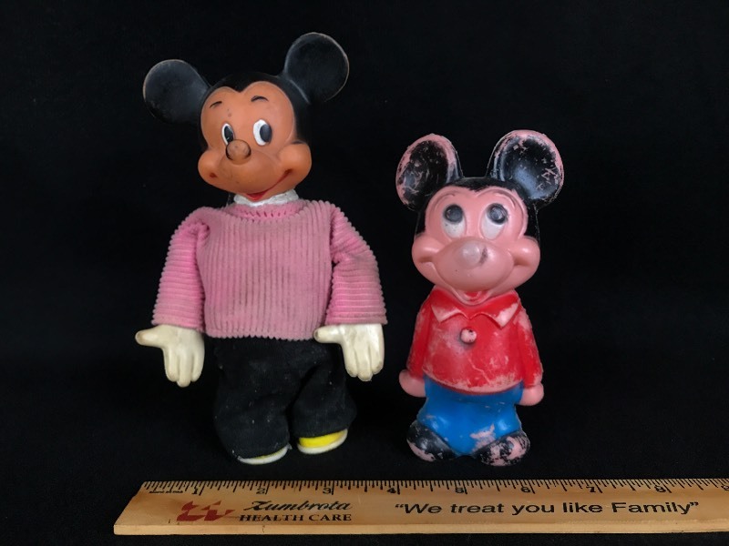 lot 81 image: Vintage Mickey Mouse Wind Up Toy and Minney Mouse Doll