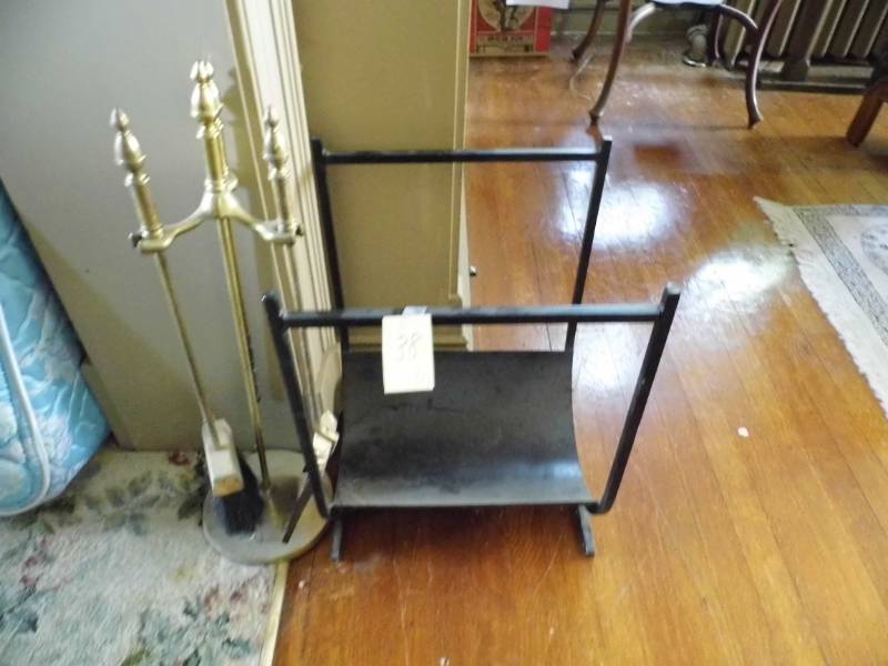 lot 38 image: Fireplace Tools - Wood Holder